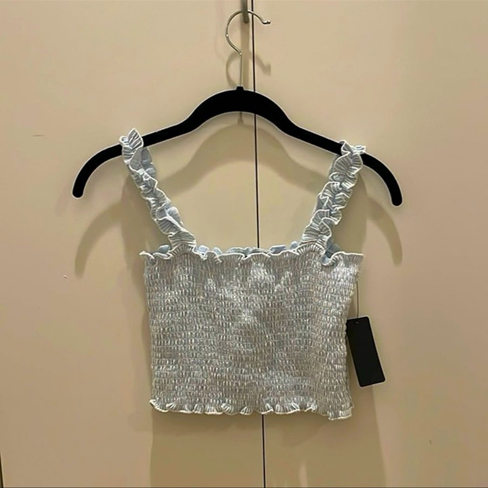 Caution to the wind blue tank top size med #96